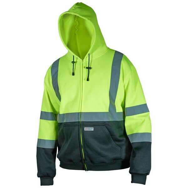 SSCL3LZX3 MCR Safety HiVis Class 3 Lime/Black hoodie, Zipper Front