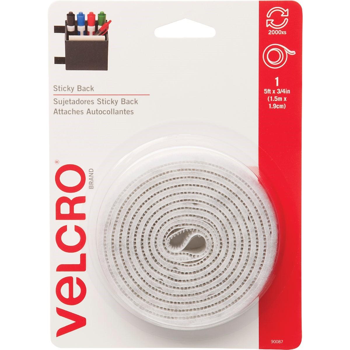 Sticky-Back+Hook+And+Loop+Fastener+Tape+With+Dispenser%2C+3%2F4+X+5+Ft.+Roll%2C+White